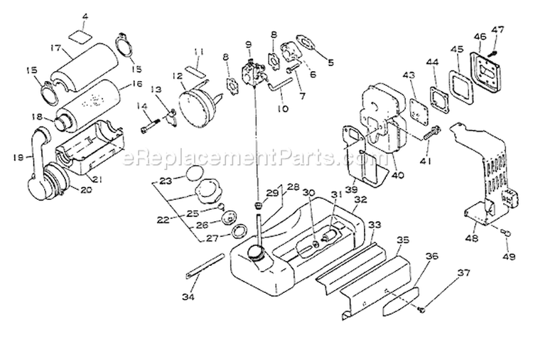 Page E Diagram and Parts List for PB-400E 249242 Echo Leaf Blower / Vacuum