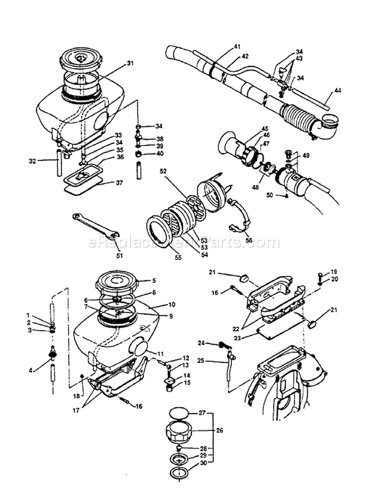 Page E Diagram and Parts List for PB-400E 128096-249241 Echo Leaf Blower / Vacuum