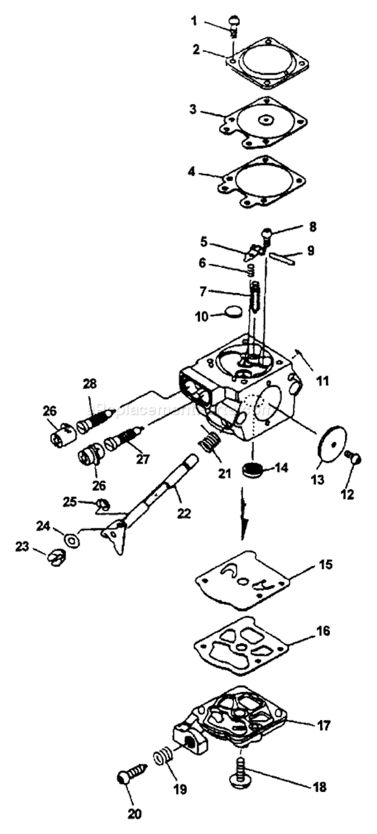 Page B Diagram and Parts List for PB-400E Type 1E - 001001 Echo Leaf Blower / Vacuum