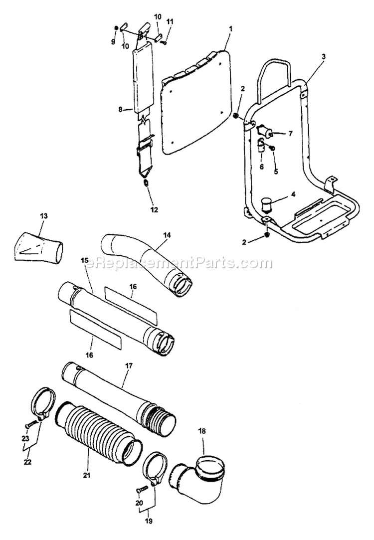 Page H Diagram and Parts List for PB-400E Type 1E - 001001 Echo Leaf Blower / Vacuum