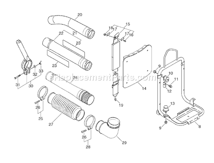 Page E Diagram and Parts List for PB-400E Type 2E - 509501 Echo Leaf Blower / Vacuum