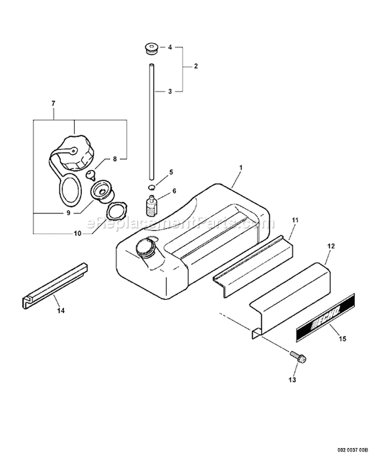 Page F Diagram and Parts List for PB-410 03001001-03999999 Echo Leaf Blower / Vacuum