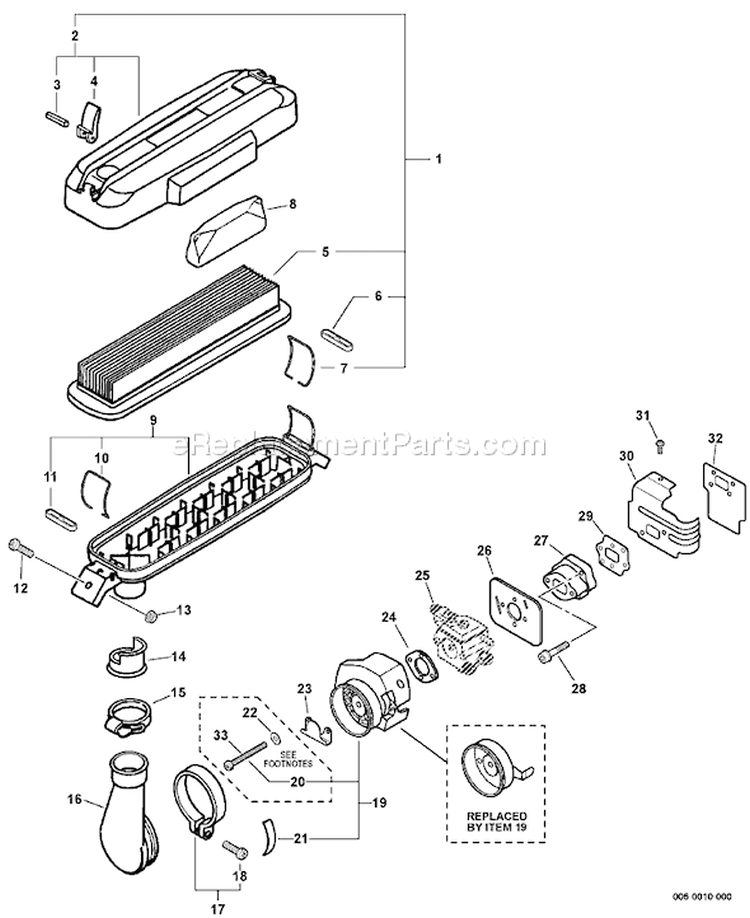 Page L Diagram and Parts List for PB-460LN 03001001-03999999 Echo Leaf Blower / Vacuum