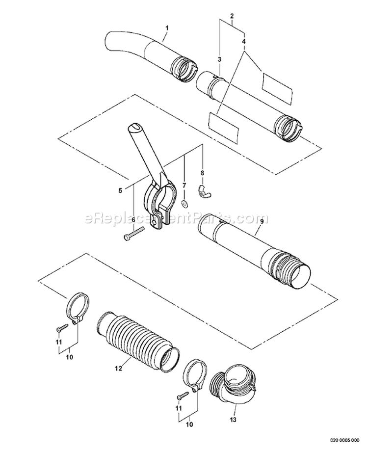 Page B Diagram and Parts List for PB-460LN 03001001-03999999 Echo Leaf Blower / Vacuum