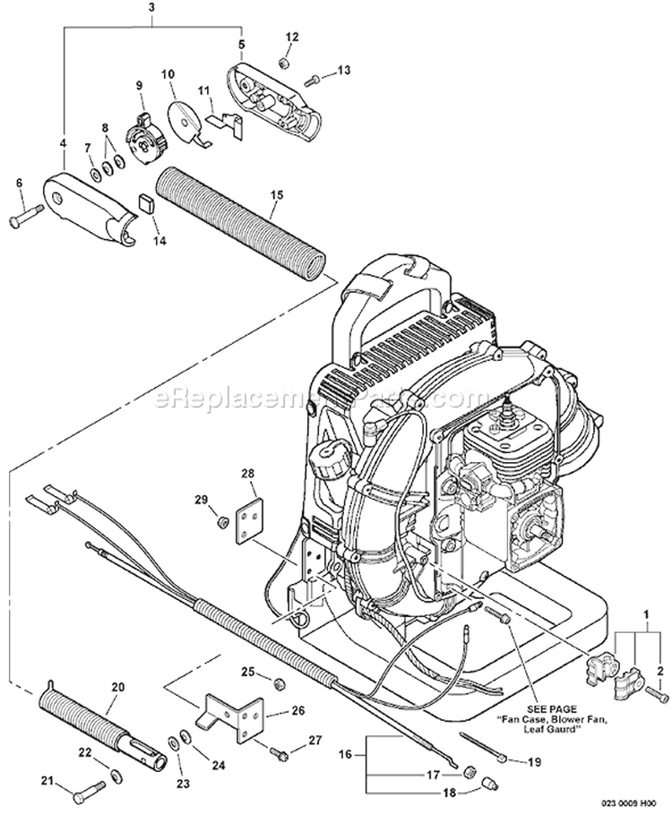 Page H Diagram and Parts List for PB-500H P02112001001-P02112999999 Echo Leaf Blower / Vacuum