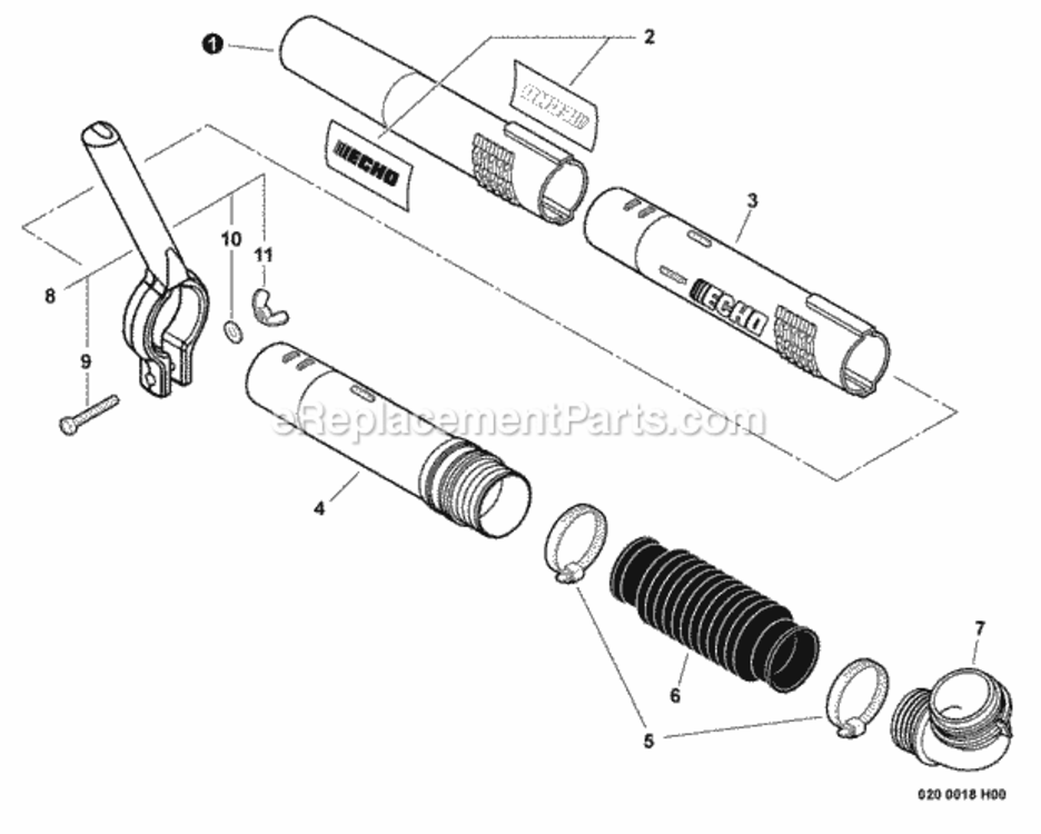 Posi-Loc_Blower_Tubes Diagram and Parts List for PB-500H P31513001001 - P31513999999 Echo Leaf Blower / Vacuum