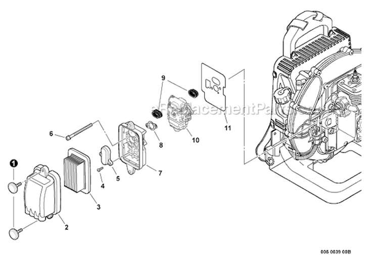 Intake Diagram and Parts List for PB-500T P02011001001-P02011999999 Echo Leaf Blower / Vacuum