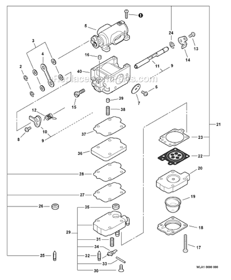Carburetor Diagram and Parts List for PB-500T P02011001001-P02011999999 Echo Leaf Blower / Vacuum