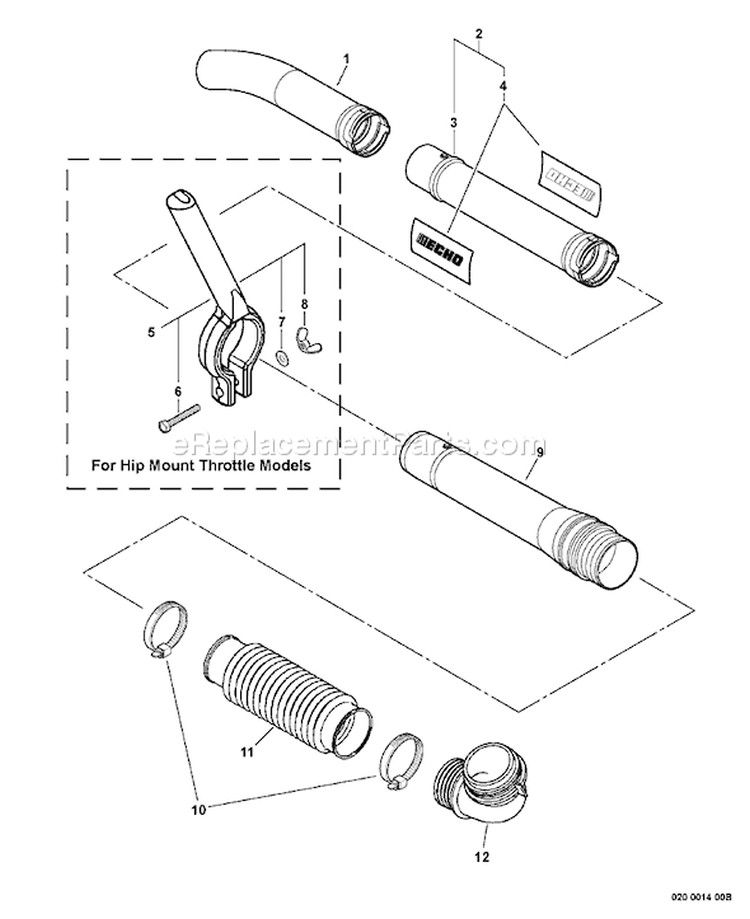 Page B Diagram and Parts List for PB-4600 059919-999999 Echo Leaf Blower / Vacuum