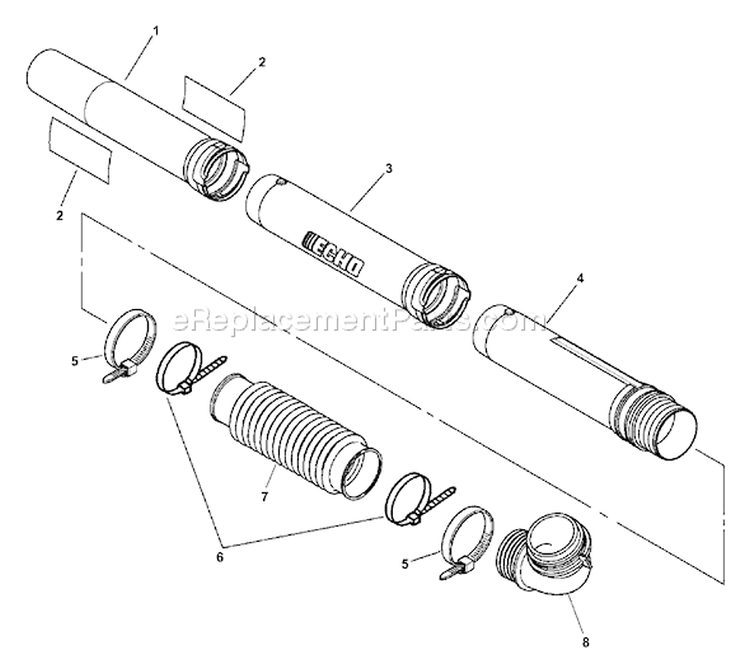 Page B Diagram and Parts List for PB-603 03001001-03999999 Echo Leaf Blower / Vacuum
