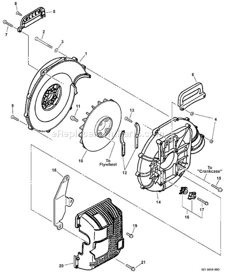 Fan Case, Blower Fan Diagram and Parts List for PB-6000 Type 1 Echo Leaf Blower / Vacuum