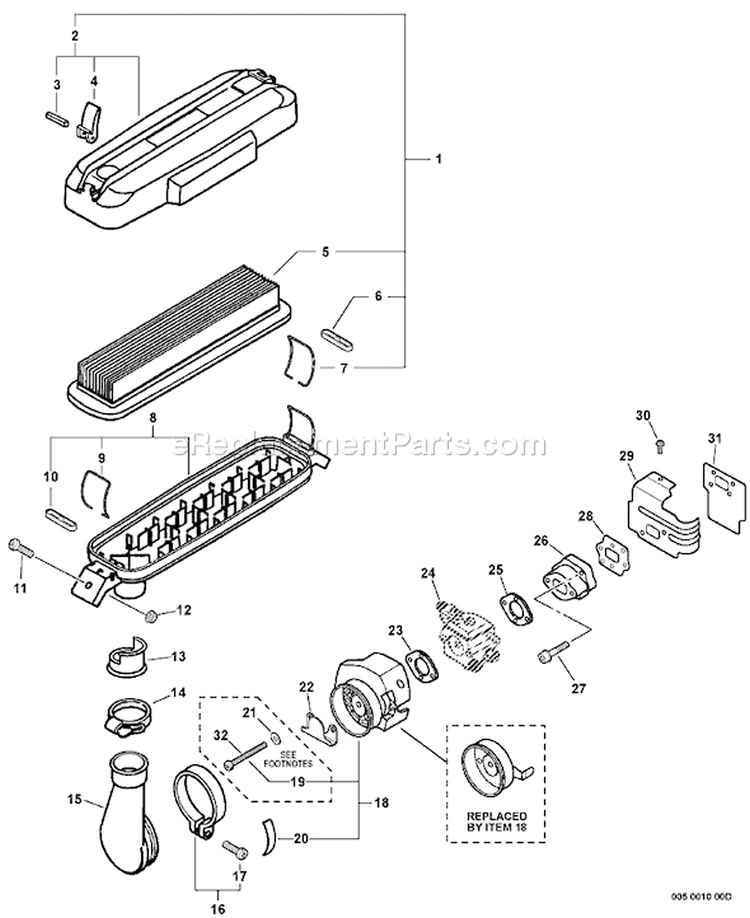 Page J Diagram and Parts List for PB-4600 059919-999999 Echo Leaf Blower / Vacuum