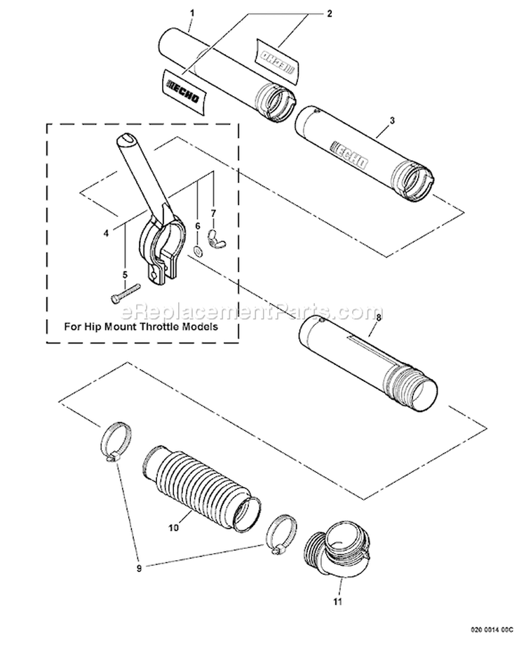 Page B Diagram and Parts List for PB-610 02001001-02999999 Echo Leaf Blower / Vacuum