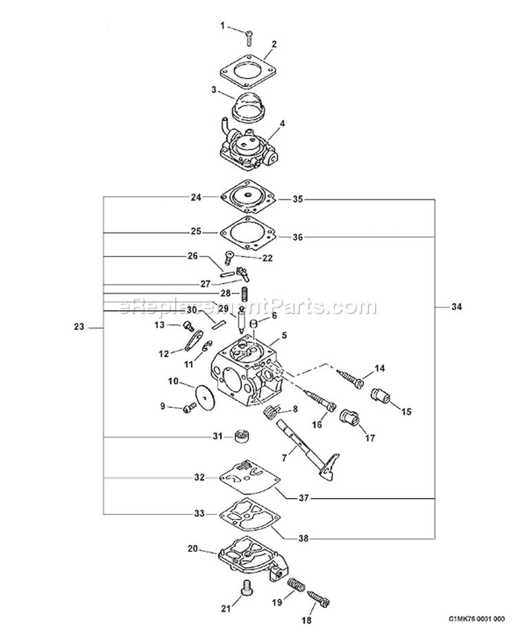 Page B Diagram and Parts List for PB-610 09001001-09999999 Echo Leaf Blower / Vacuum