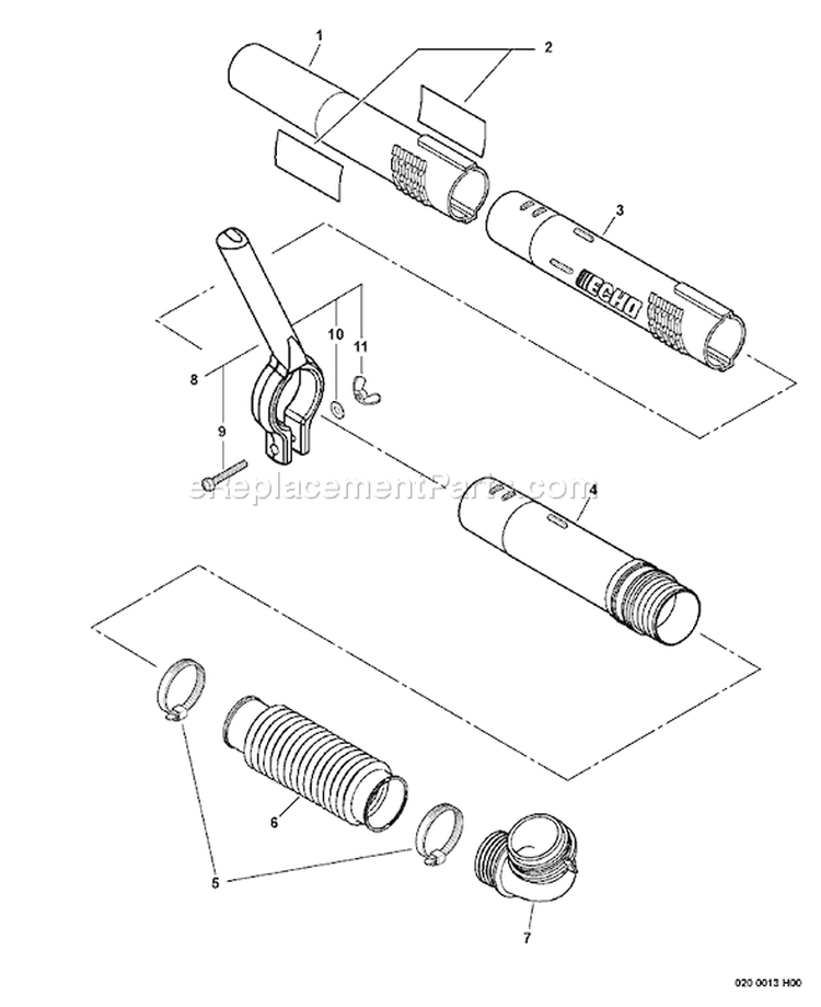 Page L Diagram and Parts List for PB-610 10001001-10999999 Echo Leaf Blower / Vacuum