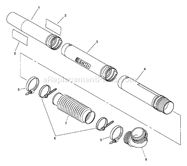 Page B Diagram and Parts List for PB-611 02001001-02999999 Echo Leaf Blower / Vacuum