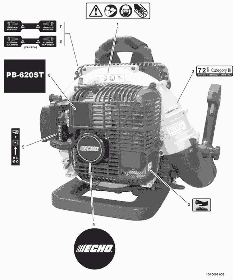 Page J Diagram and Parts List for PB-620ST P03913001001-P03913999999 Echo Leaf Blower / Vacuum