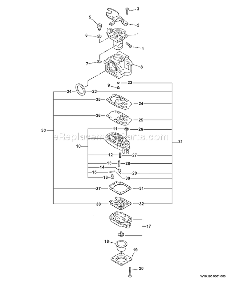 Page C Diagram and Parts List for PB-650H 05001001-05999999 Echo Leaf Blower / Vacuum