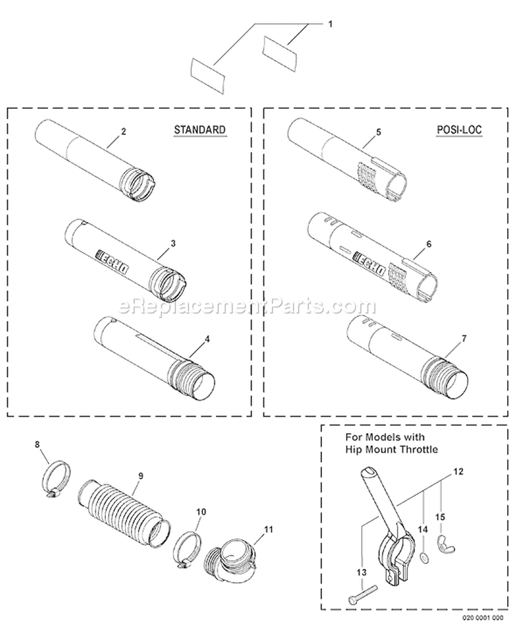 Page B Diagram and Parts List for PB-651H 07001237 - 07999999 Echo Leaf Blower / Vacuum