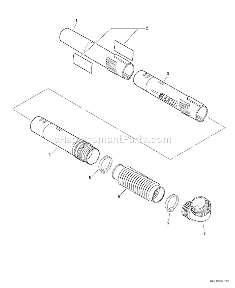 Page J Diagram and Parts List for PB-755T 06004933 - 06999999 Echo Leaf Blower / Vacuum