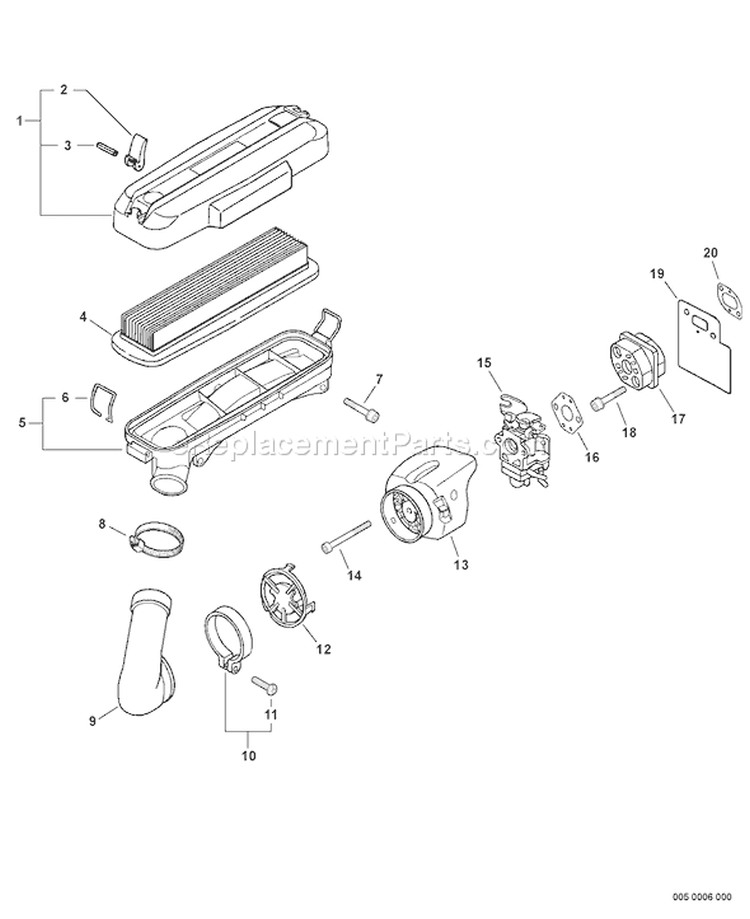 Page H Diagram and Parts List for PB-750T 07001001 - 07001432 Echo Leaf Blower / Vacuum