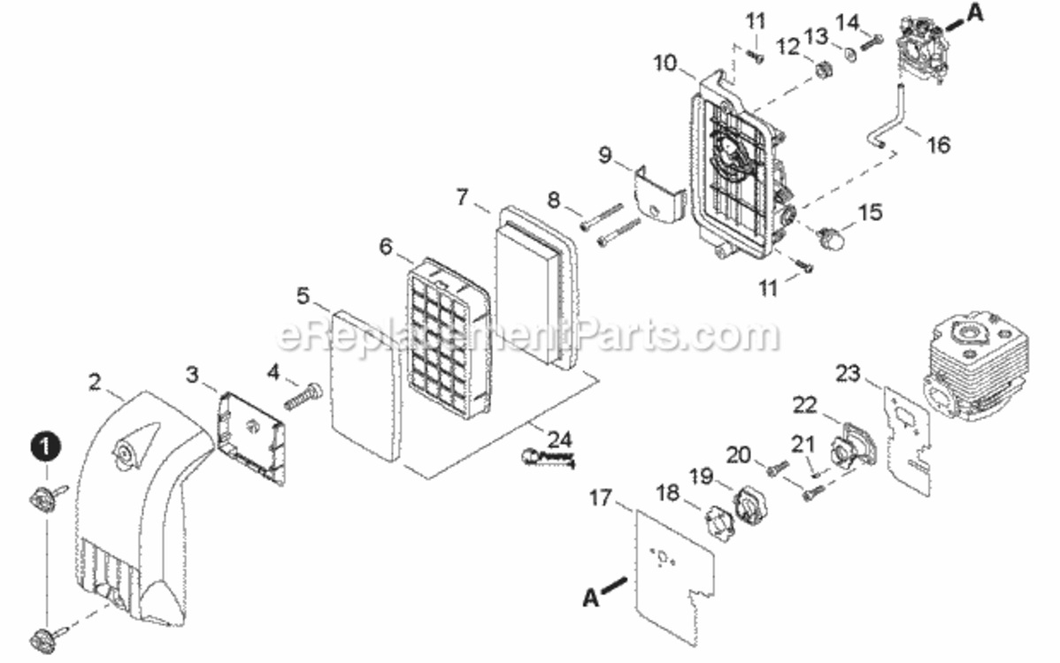 Intake Diagram and Parts List for PB-760LNH P39511001001 - P39511999999 Echo Leaf Blower / Vacuum
