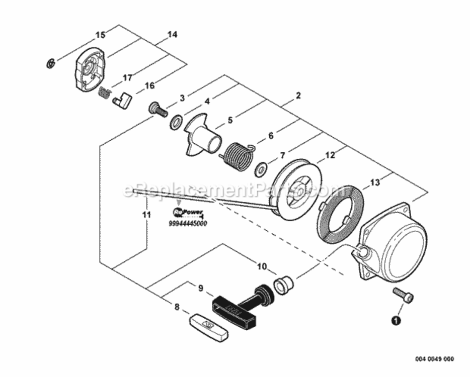 Starter Diagram and Parts List for PB-760LNH P39511001001 - P39511999999 Echo Leaf Blower / Vacuum