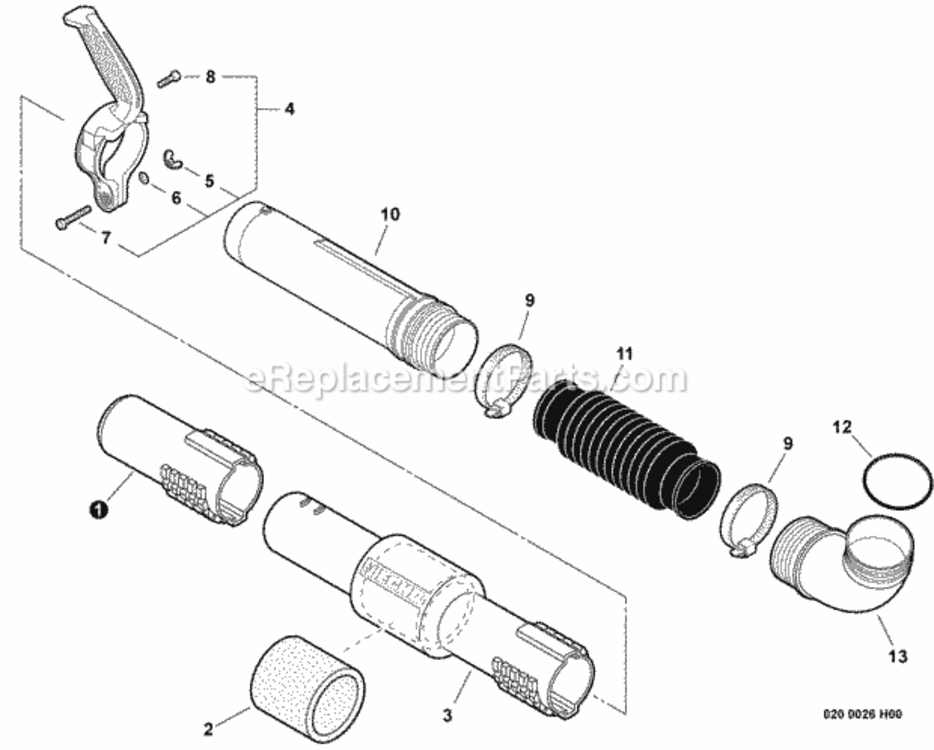 Blower_Tubes Diagram and Parts List for PB-760LNH P39511001001 - P39511999999 Echo Leaf Blower / Vacuum