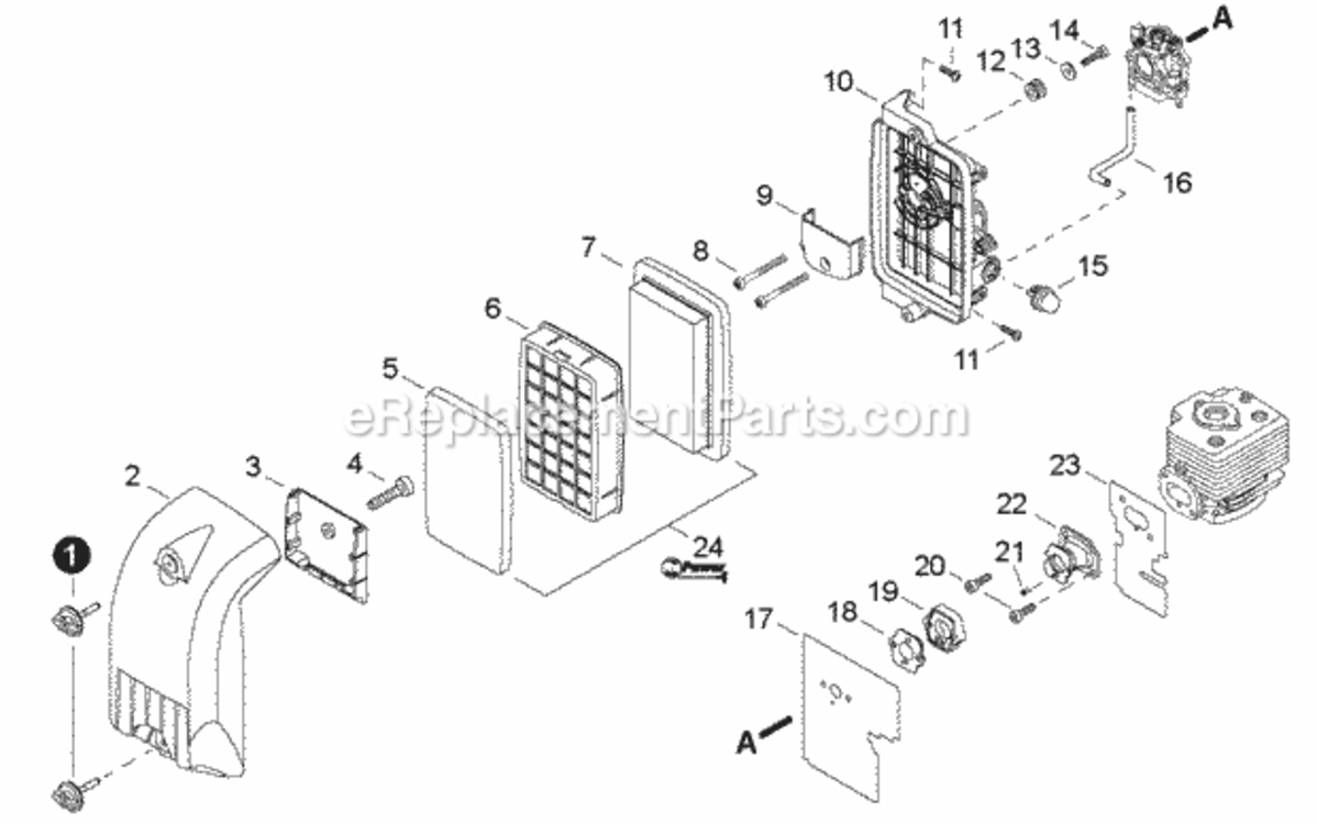 Intake Diagram and Parts List for PB-760LNT P37912001001 - P37912999999 Echo Leaf Blower / Vacuum