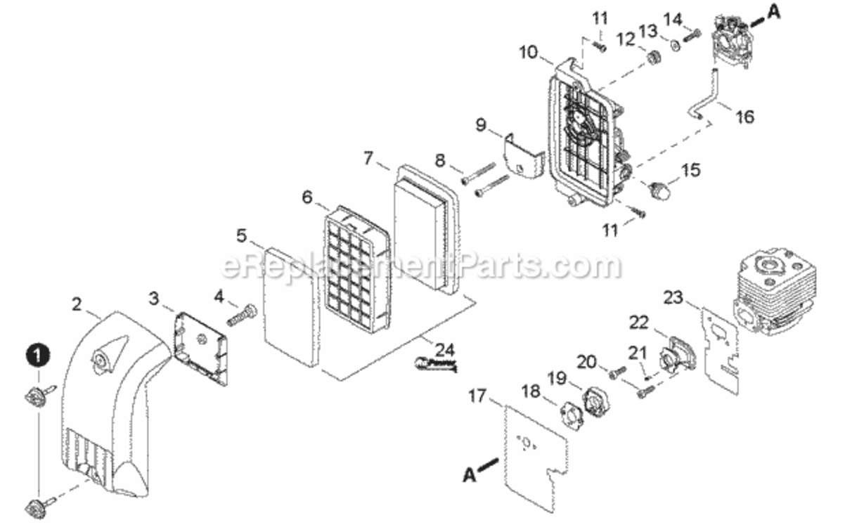 Intake Diagram and Parts List for PB-760LNT P39611001001 - P39611999999 Echo Leaf Blower / Vacuum