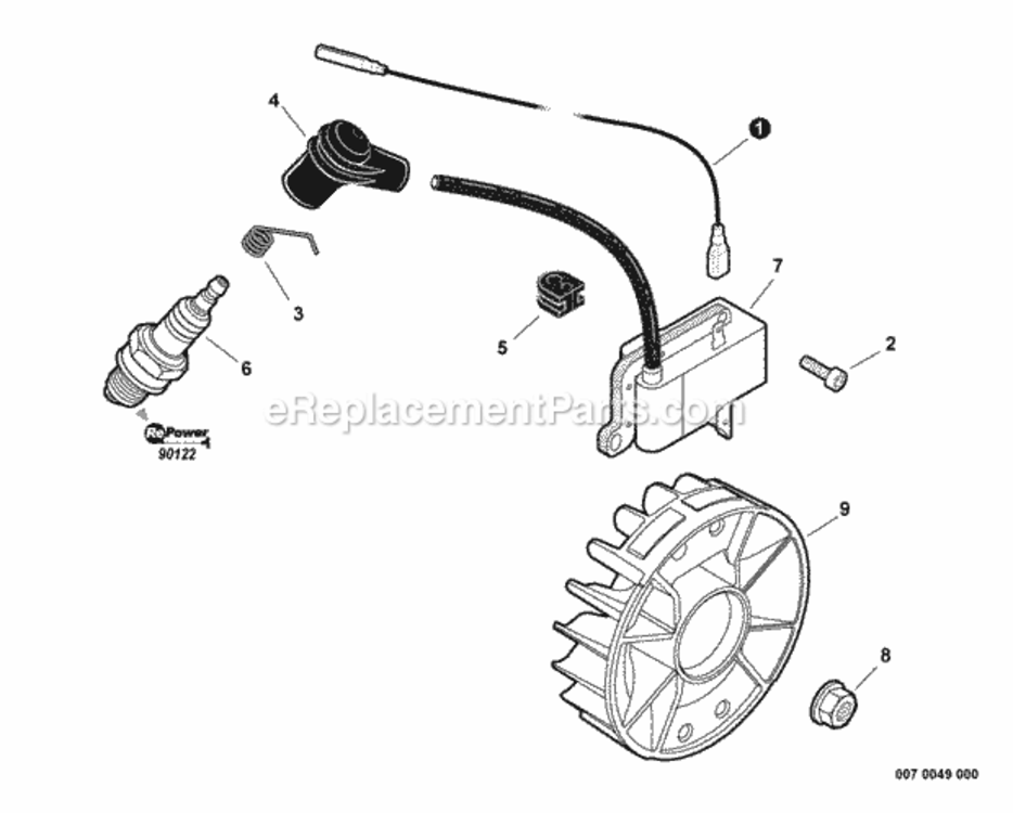 Ignition Diagram and Parts List for PB-770H P30613001001 - P30613999999 Echo Leaf Blower / Vacuum