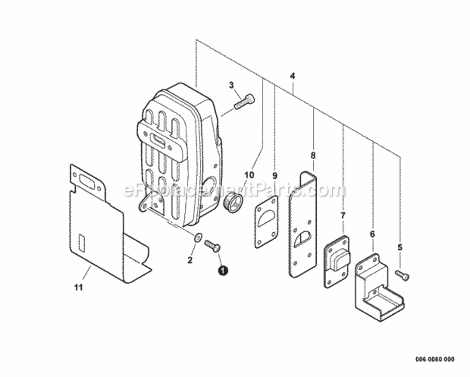 Exhaust Diagram and Parts List for PB-770H P30613001001 - P30613999999 Echo Leaf Blower / Vacuum