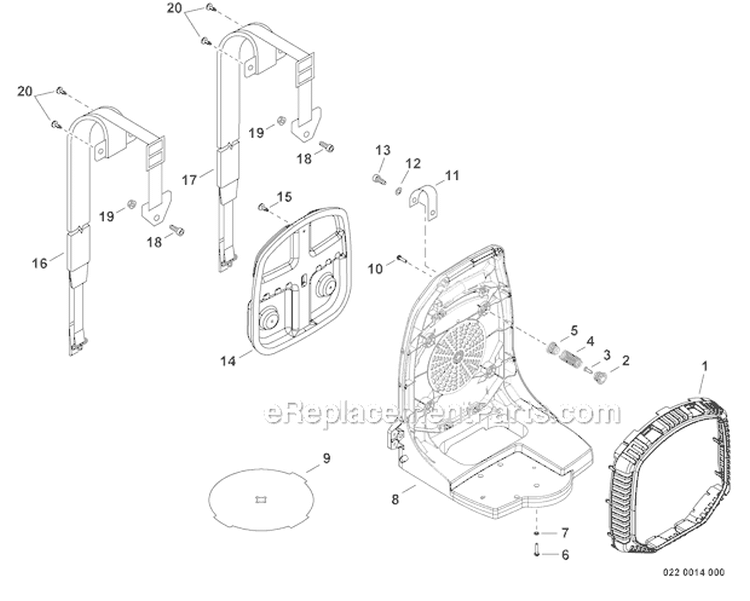 Back Pack Frame, Leaf Guard, Harness Diagram and Parts List for PB-770T P03012001001-P03012999999 Echo Leaf Blower / Vacuum