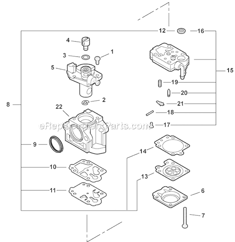 Carburetor - Wyk-345 Diagram and Parts List for PB-770T P03012001001-P03012999999 Echo Leaf Blower / Vacuum