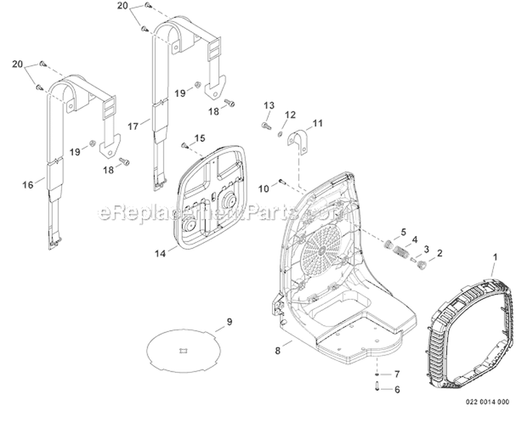 Back Pack Frame, Leaf Guard, Harness Diagram and Parts List for PB-770T P30713001001-P30713999999 Echo Leaf Blower / Vacuum
