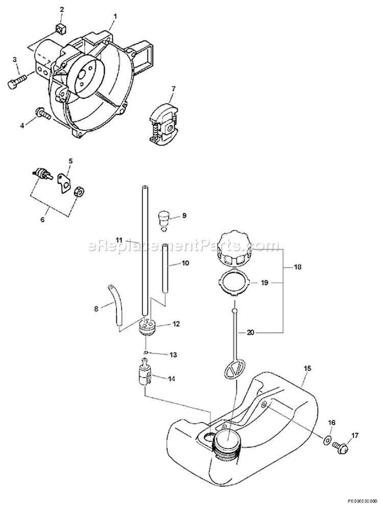 Page D Diagram and Parts List for PE-200 08001001 - 08999999 Echo Edger