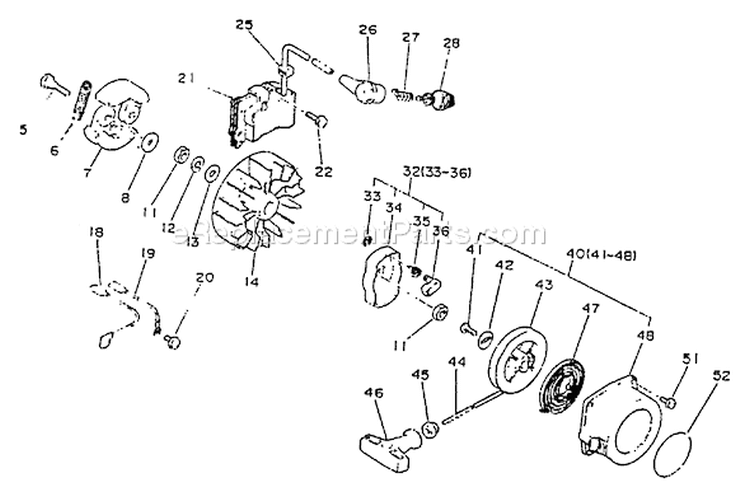 Page H Diagram and Parts List for PE-2201A  Echo Edger