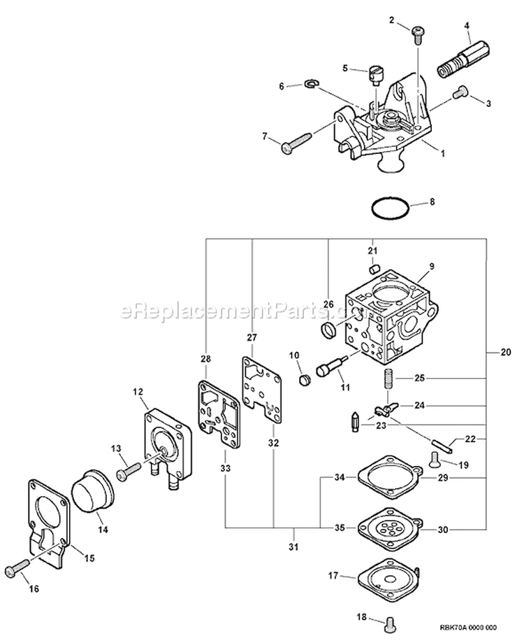 Page B Diagram and Parts List for PE-231 06001001-06999999 Echo Edger