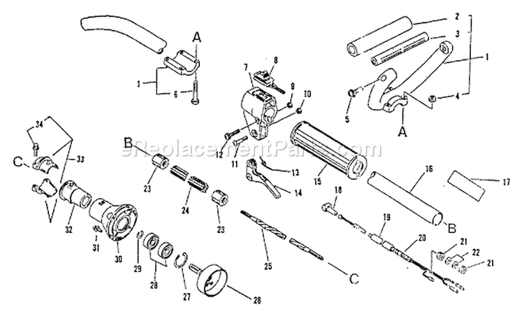 Page C Diagram and Parts List for PE-2400 001001-008000 Echo Edger