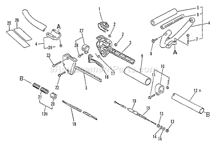Page B Diagram and Parts List for PE-2400 008001-018099 Echo Edger