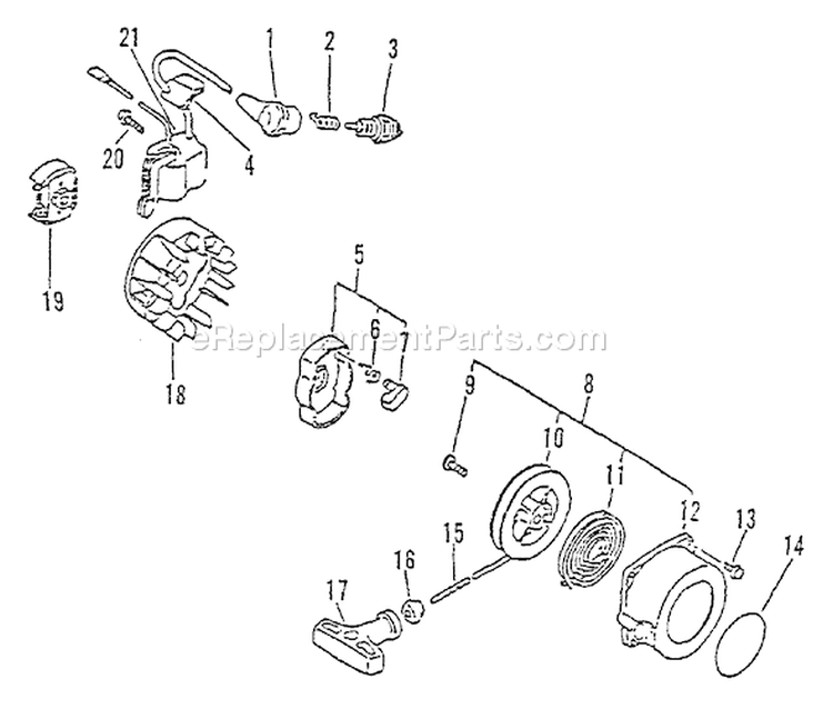 Page F Diagram and Parts List for PE-2400 018100-040060 Echo Edger