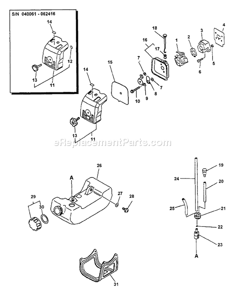 Page F Diagram and Parts List for PE-2400 After S/N 040061 Echo Edger