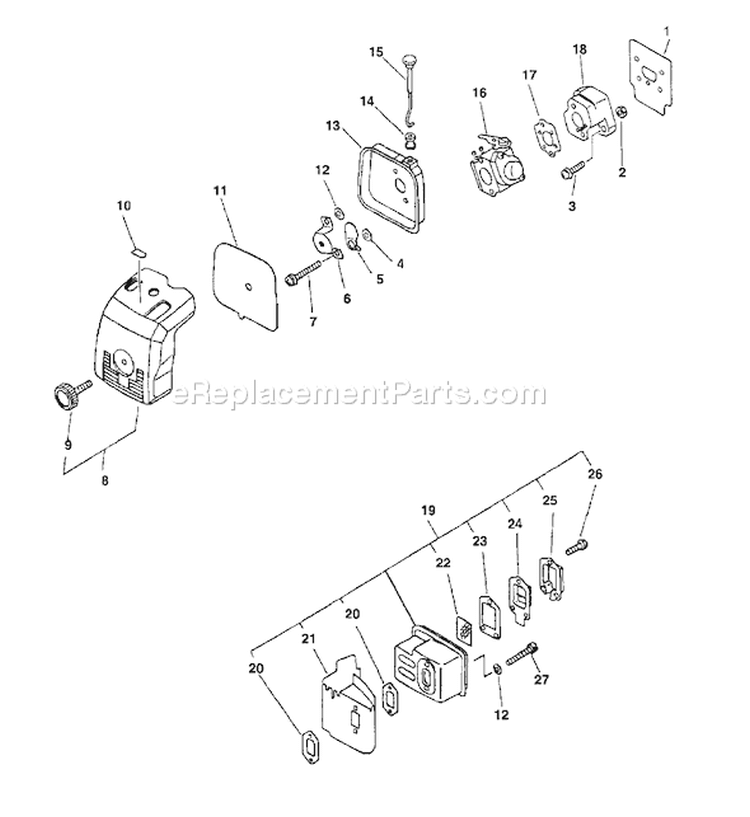 Page E Diagram and Parts List for PE-2400 Type 1E -After S/N 001001 Echo Edger