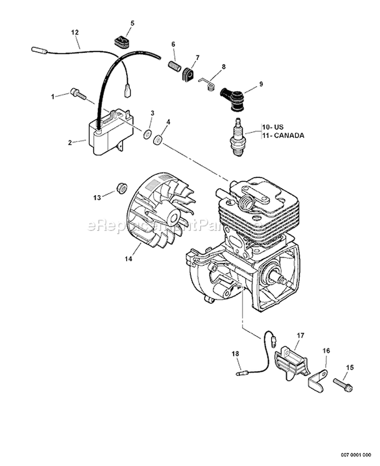 Page K Diagram and Parts List for PE-265S S71412001001-S71412999999 Echo Edger