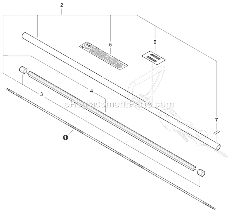 Main Pipe Assembly, Driveshaft Diagram and Parts List for PE-266S T43611001001-T43611999999 Echo Edger
