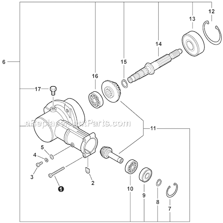 Gear Case Diagram and Parts List for PE-266S T43712001001-T43712999999 Echo Edger