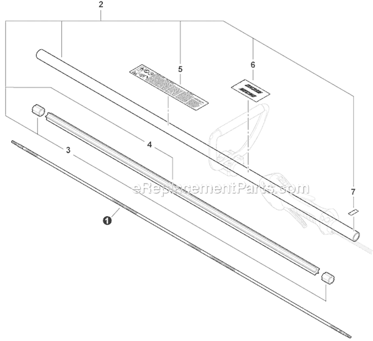 Main Pipe Assembly, Driveshaft Diagram and Parts List for PE-266S T43712001001-T43712999999 Echo Edger