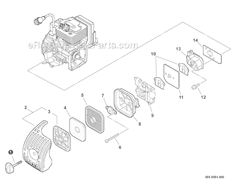 Intake Diagram and Parts List for PE-266S T43813001001-T43813999999 Echo Edger
