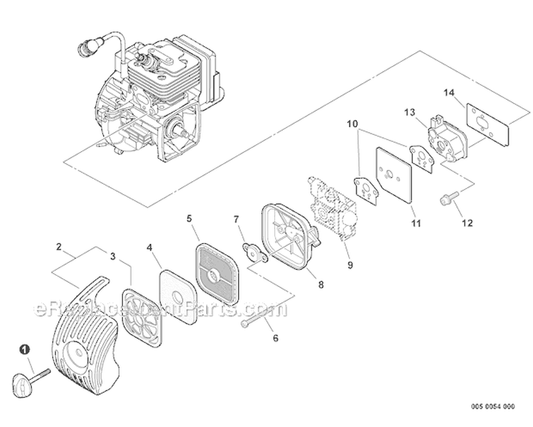 Intake Diagram and Parts List for PE-266 T41813001001-T41813999999 Echo Edger