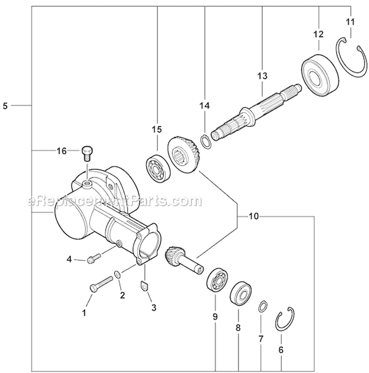 Gear Case Diagram and Parts List for PE-266 T42912001001-T42912999999 Echo Edger